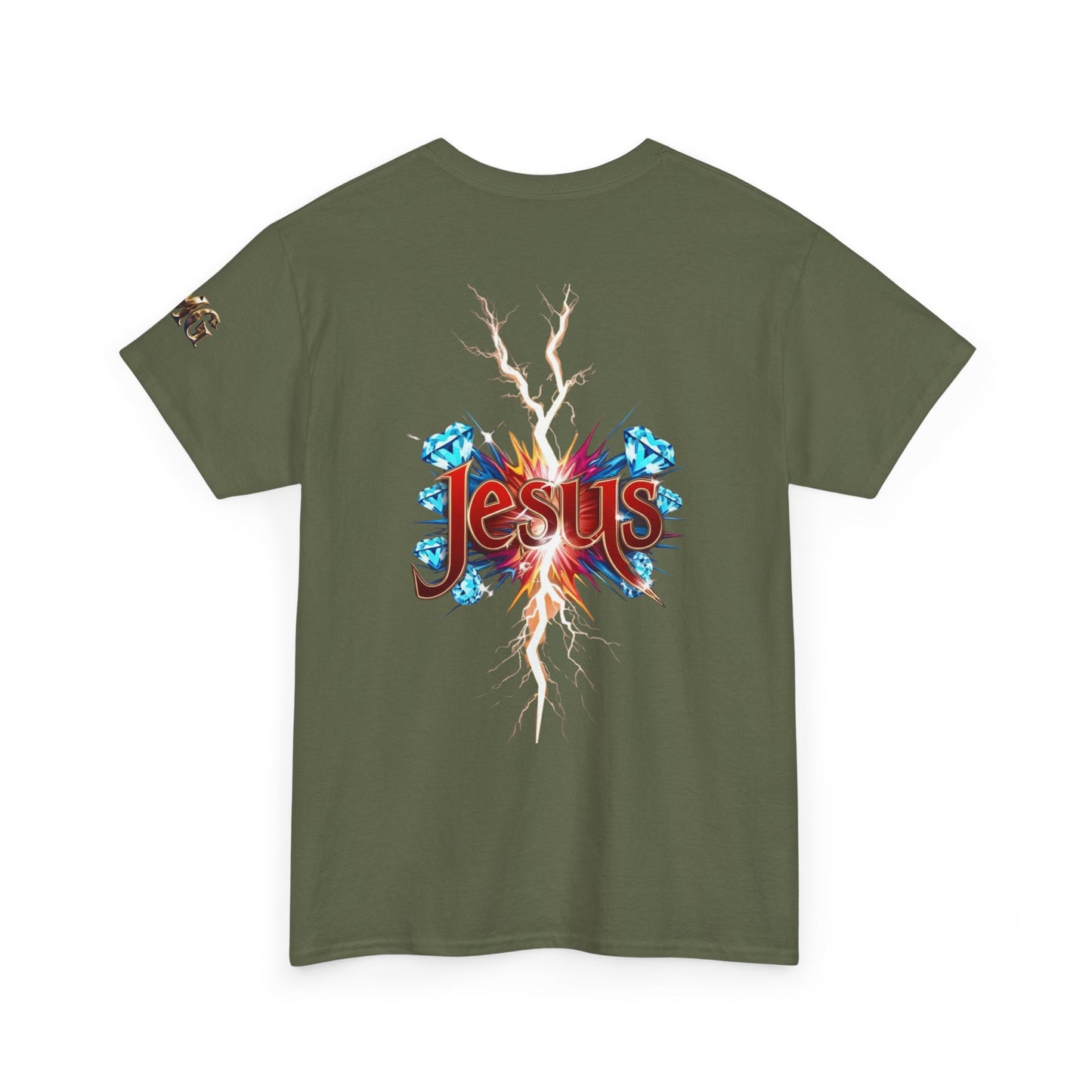 Stylish Unisex Heavy Cotton Tee with JMG & Jesus Prints, Graphic Tee, Casual Wear, Christian Apparel, Gift Idea