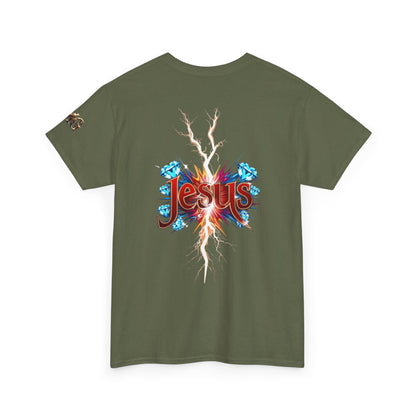 Stylish Unisex Heavy Cotton Tee with JMG & Jesus Prints, Graphic Tee, Casual Wear, Christian Apparel, Gift Idea