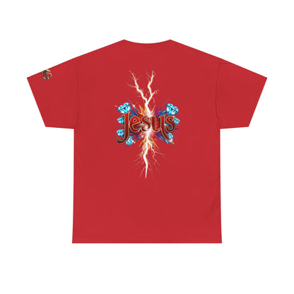 Stylish Unisex Heavy Cotton Tee with JMG & Jesus Prints, Graphic Tee, Casual Wear, Christian Apparel, Gift Idea