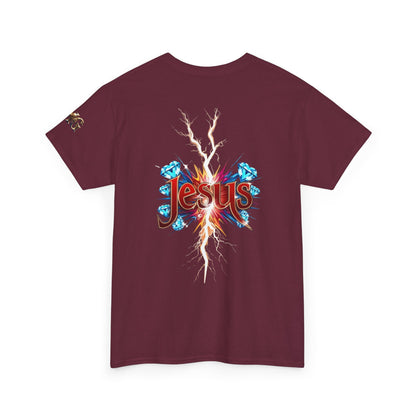 Stylish Unisex Heavy Cotton Tee with JMG & Jesus Prints, Graphic Tee, Casual Wear, Christian Apparel, Gift Idea