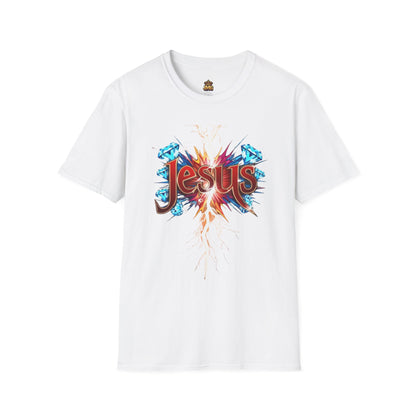 Vibrant Jesus Graphic T-Shirt, Unisex Softstyle Tee for Faith Lovers, Christian Apparel, Inspirational Gift, Casual Wear, Summer Style