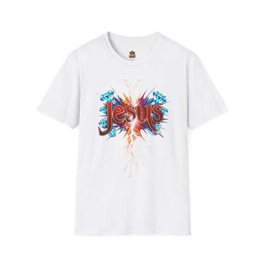 Vibrant Jesus Graphic T-Shirt, Unisex Softstyle Tee for Faith Lovers, Christian Apparel, Inspirational Gift, Casual Wear, Summer Style
