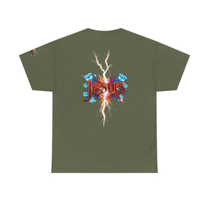 Stylish Unisex Heavy Cotton Tee with JMG & Jesus Prints, Graphic Tee, Casual Wear, Christian Apparel, Gift Idea