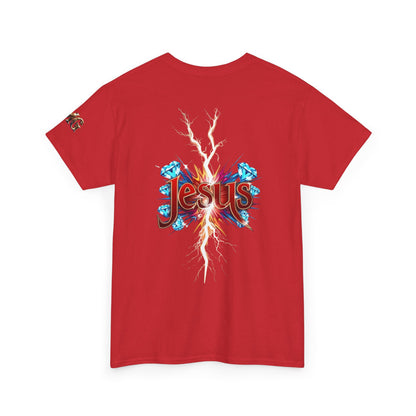 Stylish Unisex Heavy Cotton Tee with JMG & Jesus Prints, Graphic Tee, Casual Wear, Christian Apparel, Gift Idea